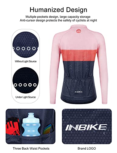 INBIKE Maillot Ropa de Ciclismo Mujer Manga Larga con Bolsillos Cómodo Respirable Bicicleta Cycling, L