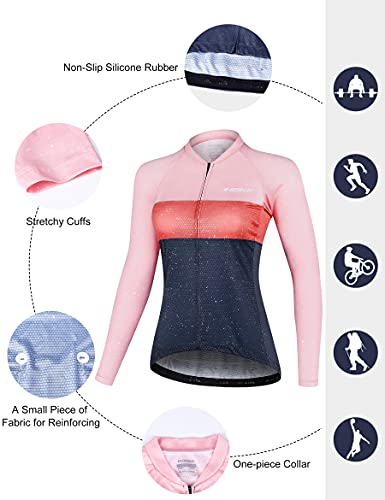 INBIKE Maillot Ropa de Ciclismo Mujer Manga Larga con Bolsillos Cómodo Respirable Bicicleta Cycling, L