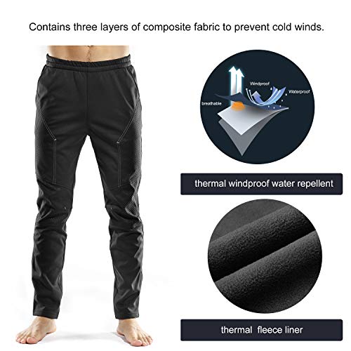 INBIKE Pantalon Largo Deporte Hombre Pantalon Chandal Hombre para Ciclismo Bicicleta Pantalon Hombre Invierno Impermeable Forro Polar para Deportes y Aire Libre(L)