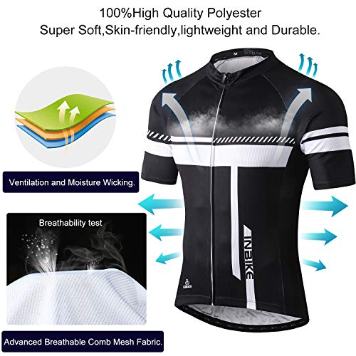 INBIKE Roapa Ciclismo con 3D Acolchado De Gel, Maillot Ciclismo + Pantalon/Culotte Bicicleta Transpirable Elástico Secado Rápido (Blanco,L)