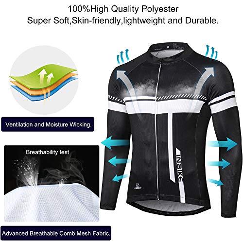 INBIKE Ropa Ciclismo Hombre De Entretiempo con 3D Acolchado De Gel, Conjunto Culotte Traje Largo Ciclismo Calentita Cortavientos, Maillot Ciclismo + Pantalon/Culote Bicicleta(Maillot+Pantalon,M)