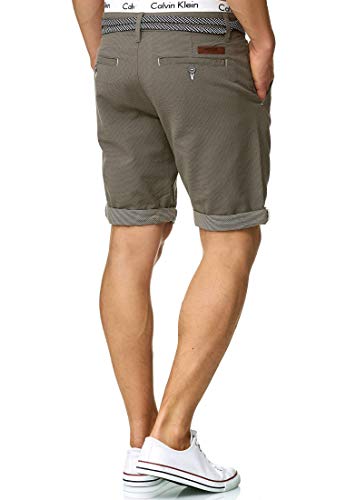 Indicode Caballero Acton Pantalones Cortos Chinos con cinturón de Cuerda 100 % algodón | Más Corto Pantalón Regular Fit Bermudas Verano Men Pants Chino para Hombres Pewter L