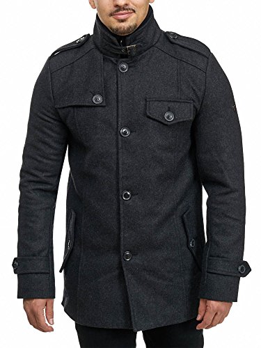 Indicode Caballeros Brandon Abrigo Corto De Lana con Cuello Alto | Caliente Más Invierno Chaqueta para Hombres En Charcoal Mix S