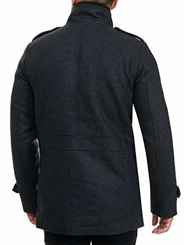 Indicode Caballeros Brandon Abrigo Corto De Lana con Cuello Alto | Caliente Más Invierno Chaqueta para Hombres En Charcoal Mix S