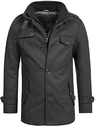 Indicode Caballeros Brandon Abrigo Corto De Lana con Cuello Alto | Caliente Más Invierno Chaqueta para Hombres En Charcoal Mix S