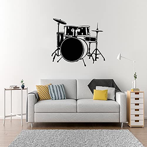 Instrumento musical Etiqueta de la pared Kit de batería Baterista Etiqueta de la pared Barra de música Vinilo extraíble Arte de la pared Decoración mural Pared otro color 42 × 56 CM