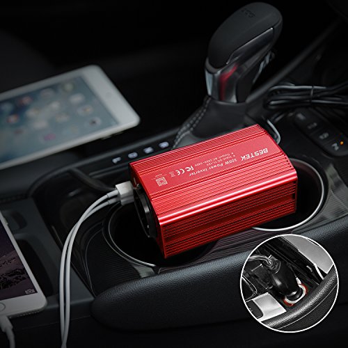 Inversor De Corriente 300W para Coche, BESTEK Transformador De 12v A 220v, Inversor con 1 Toma Enchufe Y 2 Puertos USB De 3,1 para Phone, Pad Y Tableta