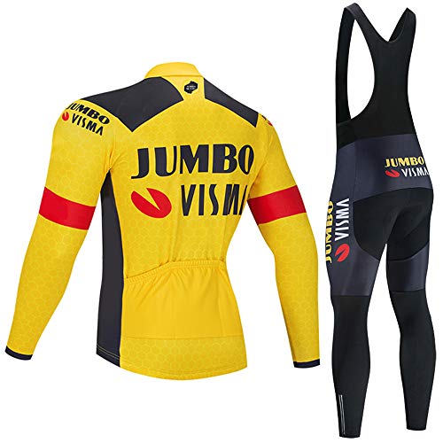 Invierno Conjunto Manga Larga Maillot de Ciclismo, Hombre Ropa de Ciclismo y Culotes Pantalones de Ciclismo para Bicicleta