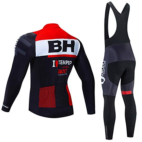 Invierno Conjunto Manga Larga Maillot de Ciclismo, Hombre Ropa de Ciclismo y Culotes Pantalones de Ciclismo para Bicicleta