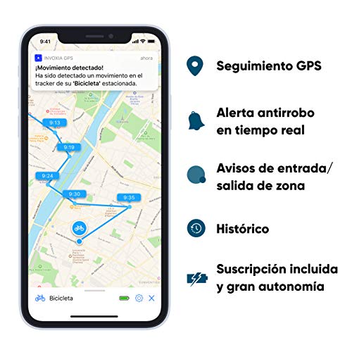 Invoxia Bike Tracker, Localizador GPS Antirrobo para Bicicleta, Negro, Suscripción de 3 años Incluida