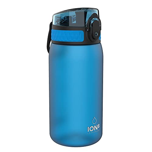 Ion8 Botella Agua Niños Sin Fugas, Sin BPA, Monos, Azul