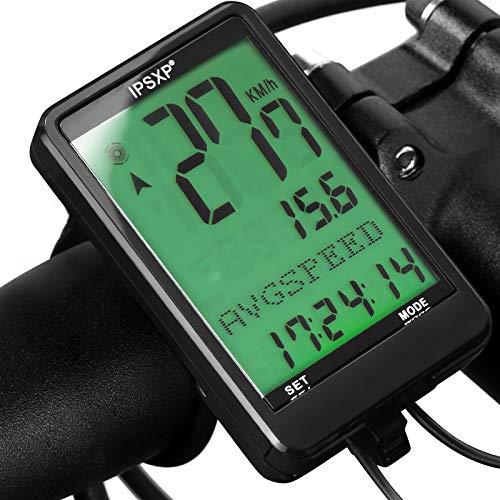 IPSXP Bike Computer Velocímetro y odómetro con cable para bicicleta Luz de fondo resistente al agua con pantalla LCD digital para ciclismo al aire libre y acondicionamiento físico Regalos multifunción