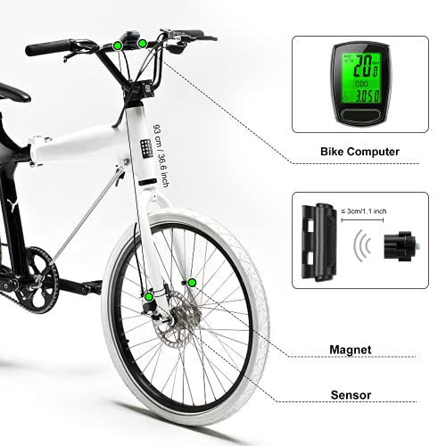 IPSXP Ciclocomputador para Bicicleta, velocímetro por Cable y odómetro computadora para Bicicleta a Prueba de Agua, con Pantalla LCD retroiluminada,suspensión/activación automática, batería incluida