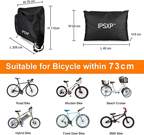 IPSXP Funda para Bicicleta, Funda de Protección Bicicleta con Agujero，Puede Proteger Las Bicicletas del Sol y la Lluvia(208 x 112 x 76 cm)，Funda para Bicicleta Que Puede acomodar 2 Bicicletas