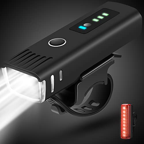 IPSXP Luz Bicicleta Recargable USB,Detección automática luz Delantera LED de la Bici, 4 Brillo Modos, con 1 roja luz de la Cola,Luz de Bicicleta a Prueba de Agua,Conveniente para Acampar Ciclistas
