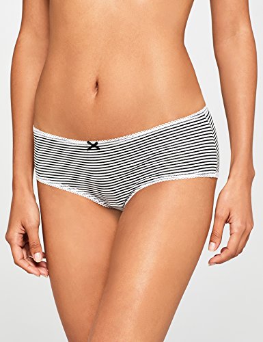 IRIS & LILLY Culotte de Tiro Bajo en Algodón para Mujer, Pack de 3 Multicolor (Grey Melange Bc), Medium