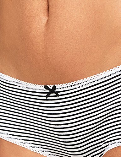 IRIS & LILLY Culotte de Tiro Bajo en Algodón para Mujer, Pack de 3 Multicolor (Grey Melange Bc), Medium
