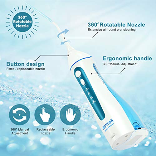 Irrigador Bucal Portatil Profesional - Irrigador Dental con 5 Boquillas 4 Modos, IPX7 Impermeable Limpieza Dientes, Recargable para Limpieza Dental, Irrigadores bucales Electrico Portátil de Viaje