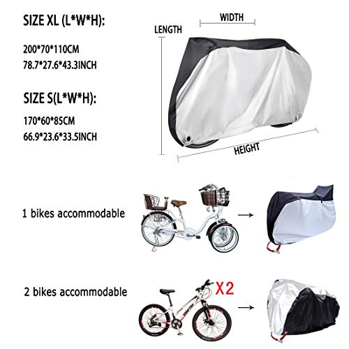 Irypulse Funda para Bicicleta Cubierta 190T Impermeable A Prueba de Polvo Anti-UV Al Aire Libre para Bicicletas de Montaña, Carretera, Eléctricas 2 Tamaños-S