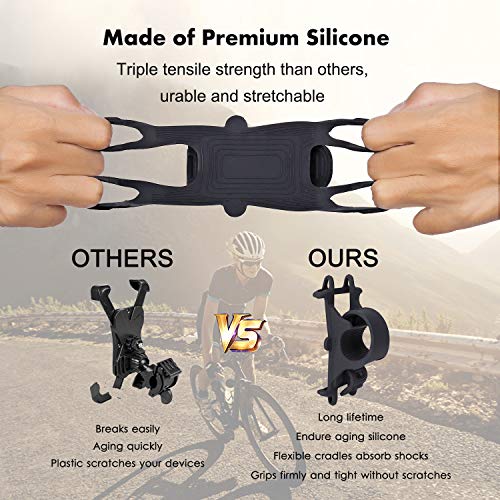 ISIYINER Soporte Móvil Bicicleta Universal Soporte Manillar de Silicona para Bicicleta de Montaña y Motocicleta Soporte para iPhone, Samsung, Huawei y 4.5-7 Pulgadas Smartphones