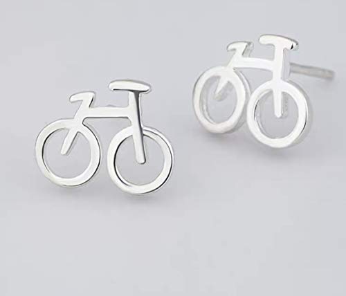 iszie Pendientes de plata de ley para bicicleta y ciclista, pendientes para mujer,