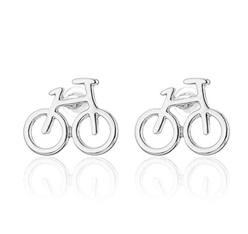 iszie Pendientes de plata de ley para bicicleta y ciclista, pendientes para mujer,