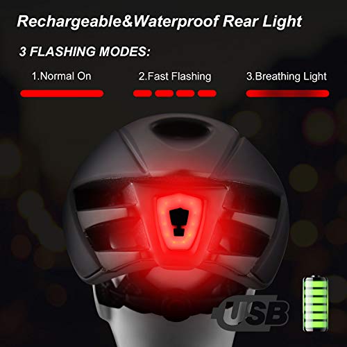 iWUNTONG Casco Bicicleta Adulto, Casco de Bicicleta con USB Luz LED Recargable Certificación CE Casco Bicicleta Hombre Mujer con Desmontable Magnética Visera & Cuerda de Seguridad Reflectante 57-62 cm