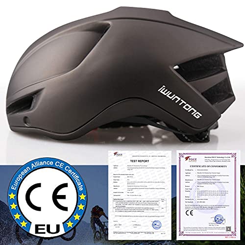 iWUNTONG Casco Bicicleta Adulto, Casco de Bicicleta con USB Luz LED Recargable Certificación CE Casco Bicicleta Hombre Mujer con Desmontable Magnética Visera & Cuerda de Seguridad Reflectante 57-62 cm