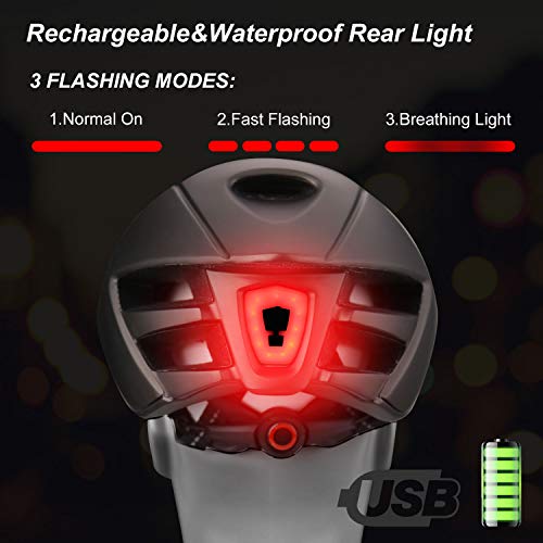 iWUNTONG Casco Bicicleta Adulto, Casco de Bicicleta con USB Luz LED Recargable Certificación CE Casco Bicicleta Hombre Mujer con Desmontable Magnética Visera & Cuerda de Seguridad Reflectante 57-62 cm