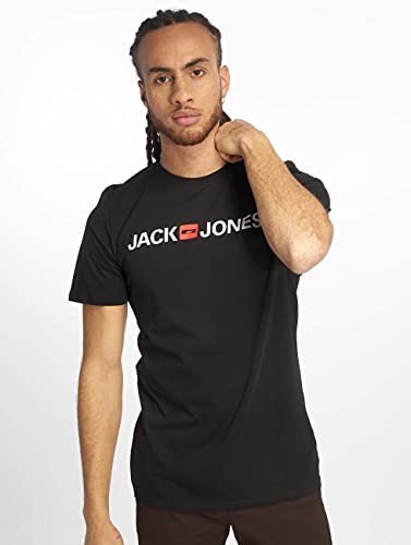 Jack & Jones Jjecorp Logo tee SS Crew Neck Noos Camiseta, Negro (Black Detail: Slim Fit), Medium para Hombre