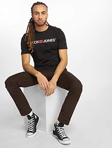 Jack & Jones Jjecorp Logo tee SS Crew Neck Noos Camiseta, Negro (Black Detail: Slim Fit), Medium para Hombre