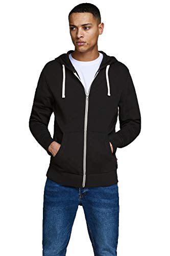 Jack & Jones Jjeholmen Sweat Zip Hood Noos Sudadera, Negro (Black), X-Large para Hombre