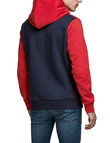 JACK & JONES JJELOGO Blocking Sweat Hood STS Sudadera con capucha, Rojo (Tango Red), L para Hombre