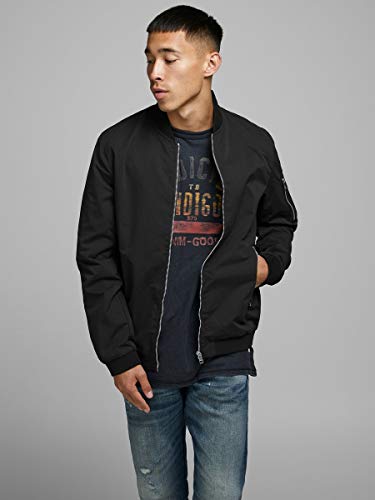 Jack & Jones Jjerush Bomber Noos Chaqueta, Negro, M para Hombre