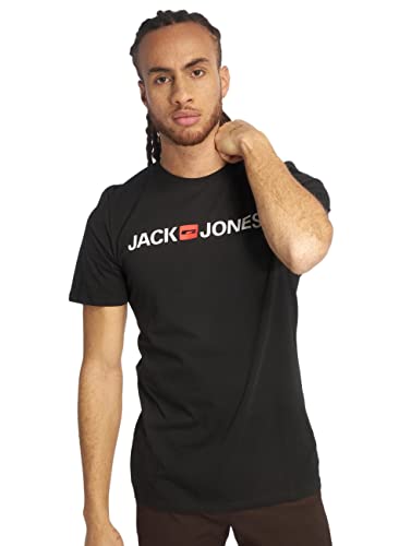 JACK & JONES SS Crew Neck - Camiseta Clásica para Hombre, color Negro, Grande