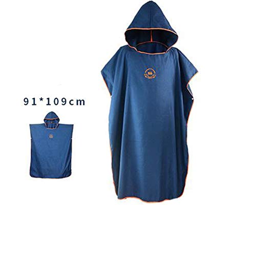 JanTeelGO Poncho de Surf con Capucha y Bolsillo Poncho Toalla para cambiarse de Ropa Deportes Acuáticos Natación/Changing Robe– Albornoz Natacion (Armada)