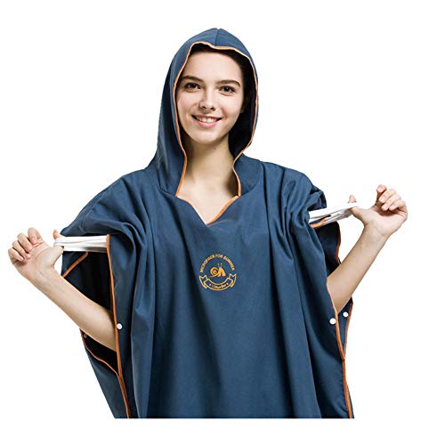 JanTeelGO Poncho de Surf con Capucha y Bolsillo Poncho Toalla para cambiarse de Ropa Deportes Acuáticos Natación/Changing Robe– Albornoz Natacion (Armada)