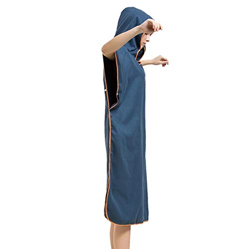 JanTeelGO Poncho de Surf con Capucha y Bolsillo Poncho Toalla para cambiarse de Ropa Deportes Acuáticos Natación/Changing Robe– Albornoz Natacion (Armada)