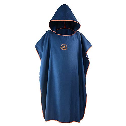 JanTeelGO Poncho de Surf con Capucha y Bolsillo Poncho Toalla para cambiarse de Ropa Deportes Acuáticos Natación/Changing Robe– Albornoz Natacion (Armada)