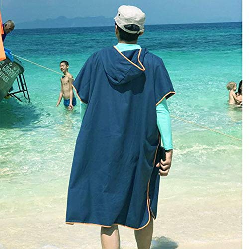 JanTeelGO Poncho de Surf con Capucha y Bolsillo Poncho Toalla para cambiarse de Ropa Deportes Acuáticos Natación/Changing Robe– Albornoz Natacion (Armada)