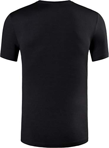 jeansian Hombre Sport Dry Fit Deportiva tee Shirt Tshirt T-Shirt Manga Corta Tenis Golf Bowling Camisetas LSL249 Black L