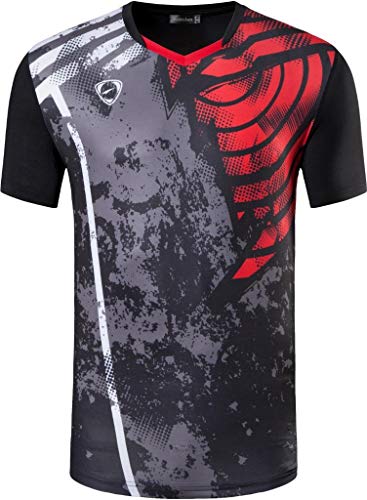 jeansian Hombre Sport Dry Fit Deportiva tee Shirt Tshirt T-Shirt Manga Corta Tenis Golf Bowling Camisetas LSL249 Black L