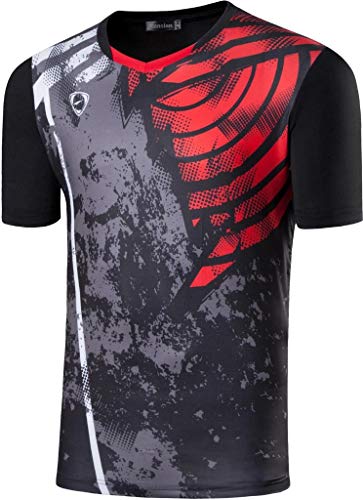 jeansian Hombre Sport Dry Fit Deportiva tee Shirt Tshirt T-Shirt Manga Corta Tenis Golf Bowling Camisetas LSL249 Black S