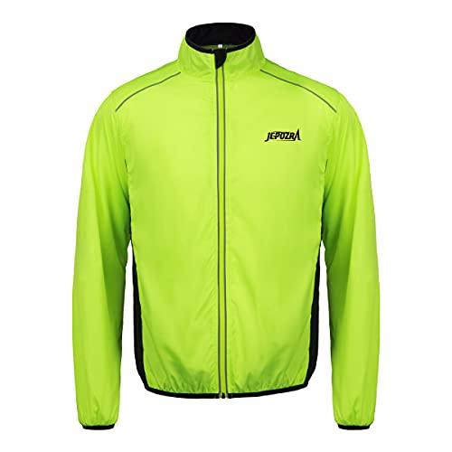 JEPOZRA Chaqueta Cortavientos Ciclismo Hombre MontañIsmo Reflectante Abrigo Transpirabl Ropa Deportiva Exteriores ProteccióN UV Manga Larga Correr Resistente Al Viento Yal Agua (Amarillo, XL)