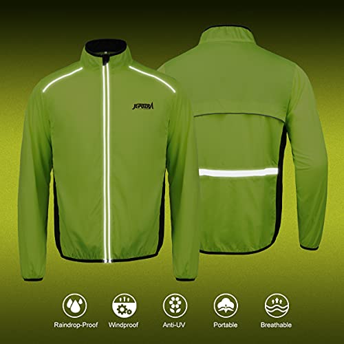 JEPOZRA Chaqueta Cortavientos Ciclismo Hombre MontañIsmo Reflectante Abrigo Transpirabl Ropa Deportiva Exteriores ProteccióN UV Manga Larga Correr Resistente Al Viento Yal Agua (Amarillo, XL)