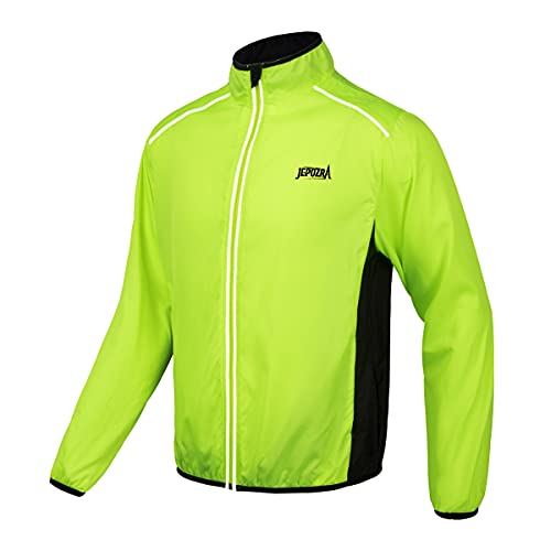 JEPOZRA Chaqueta Cortavientos Ciclismo Hombre MontañIsmo Reflectante Abrigo Transpirabl Ropa Deportiva Exteriores ProteccióN UV Manga Larga Correr Resistente Al Viento Yal Agua (Amarillo, XL)