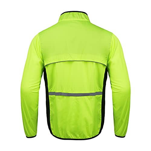 JEPOZRA Chaqueta Cortavientos Ciclismo Hombre MontañIsmo Reflectante Abrigo Transpirabl Ropa Deportiva Exteriores ProteccióN UV Manga Larga Correr Resistente Al Viento Yal Agua (Amarillo, XXL)