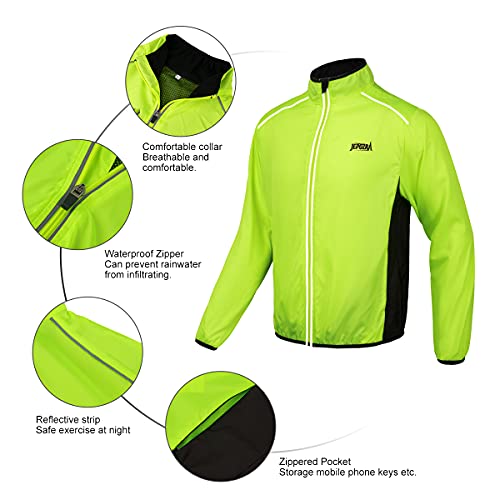 JEPOZRA Chaqueta Cortavientos Ciclismo Hombre MontañIsmo Reflectante Abrigo Transpirabl Ropa Deportiva Exteriores ProteccióN UV Manga Larga Correr Resistente Al Viento Yal Agua (Amarillo, XL)