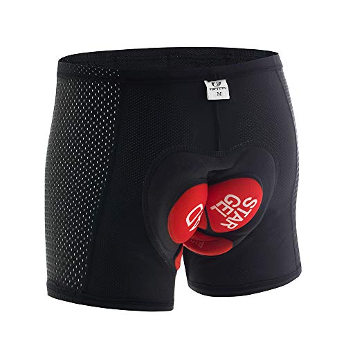 JEPOZRA Ciclismo Hombre Bicicleta Ropa Interior Pantalones Cortos, 4D Gel Acolchado, lástica, Ligera y Transpirable, MTB Unisexo (Rojo, M)