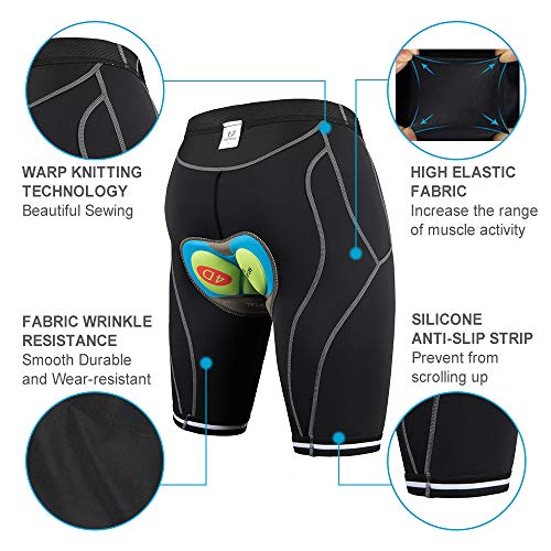 JEPOZRA Culotte Ciclismo Hombre con Badana Gel Pantalon Cortos Ciclista Pantalones Cortas MTB Endura Transpirable de Secado Rápido Mountain Bike Shorts (Negro, L)